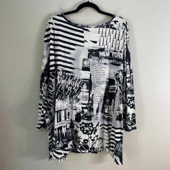 NEW Liz & Me Womens Plus 5X Shirt Long Sleeve Sequins Graphic Print Top - Picture 10 of 11